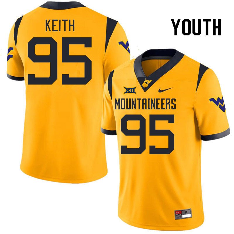 Youth #95 Zachariah Keith West Virginia Mountaineers College 2024 New Uniforms Football Jerseys Stit